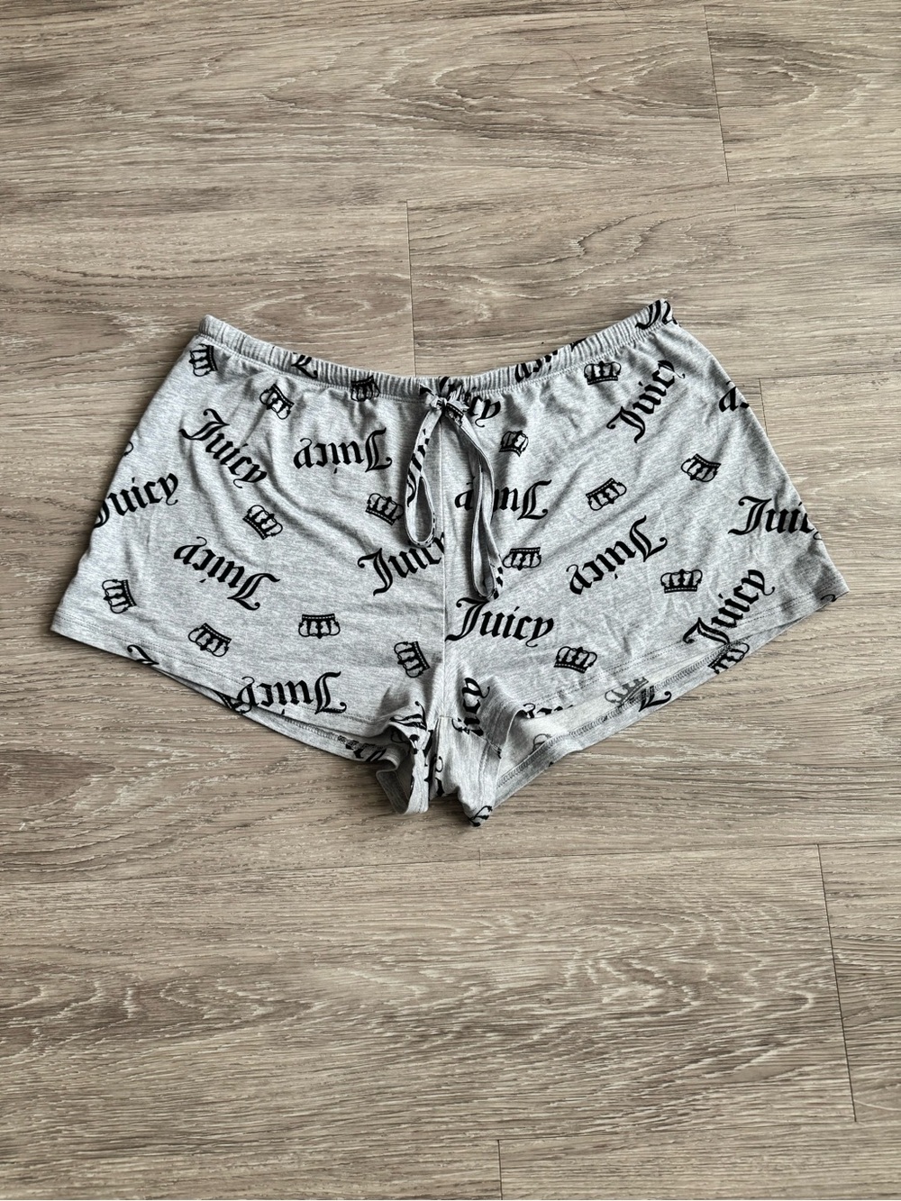 Juicy Couture Gray Logo Print Lounge Shorts